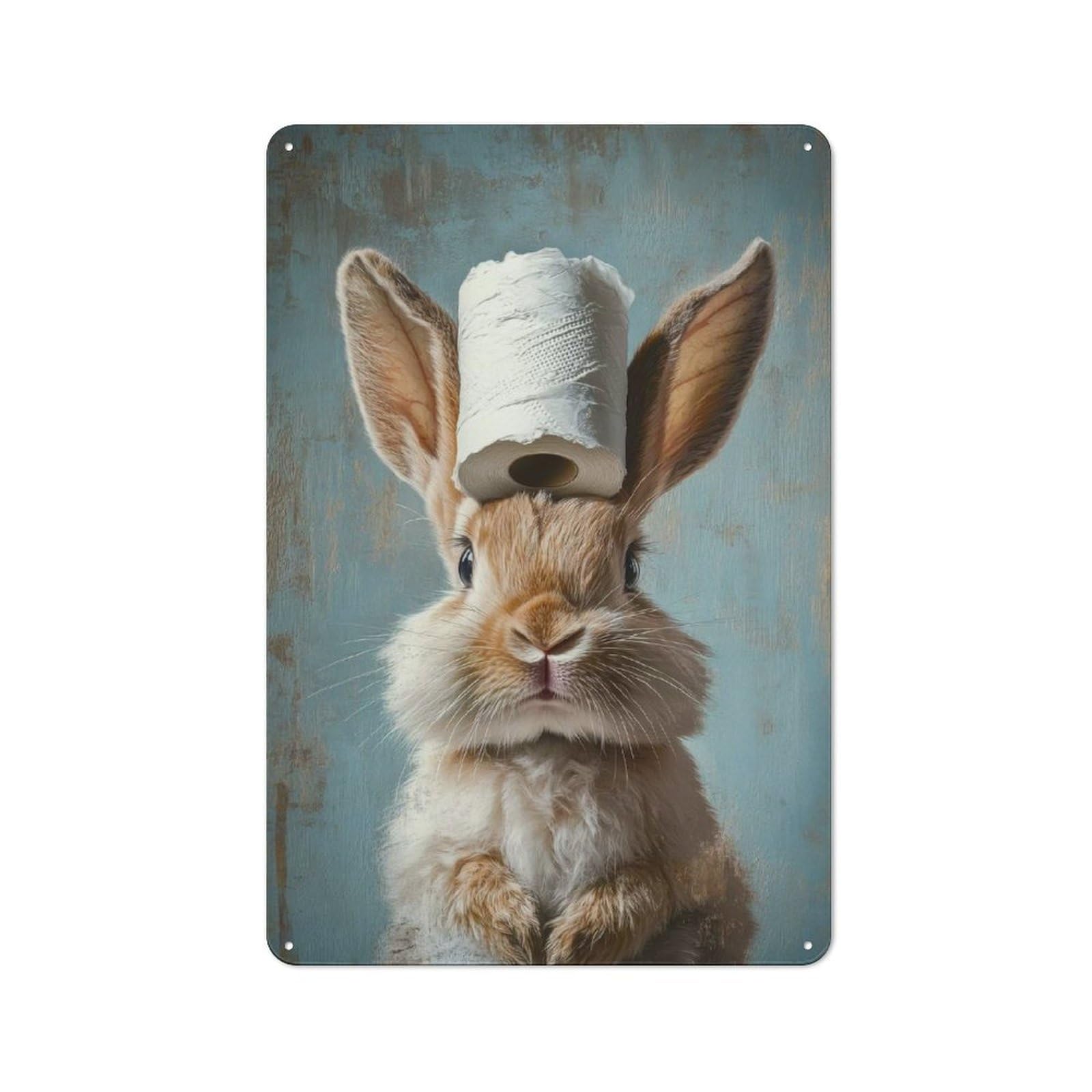 Junmoney Bunny With Toilet Paper Garden Room Metal Sign With Design 30X20cm, Rustic Porch Wall Decor For Patio Bar, Workshop, Shed Or Kitchen