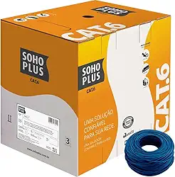 Caixa De Cabo De Rede Cat6 SohoPlus Furukawa 100% Cobre Utp 305 Metros Com NF (Azul)