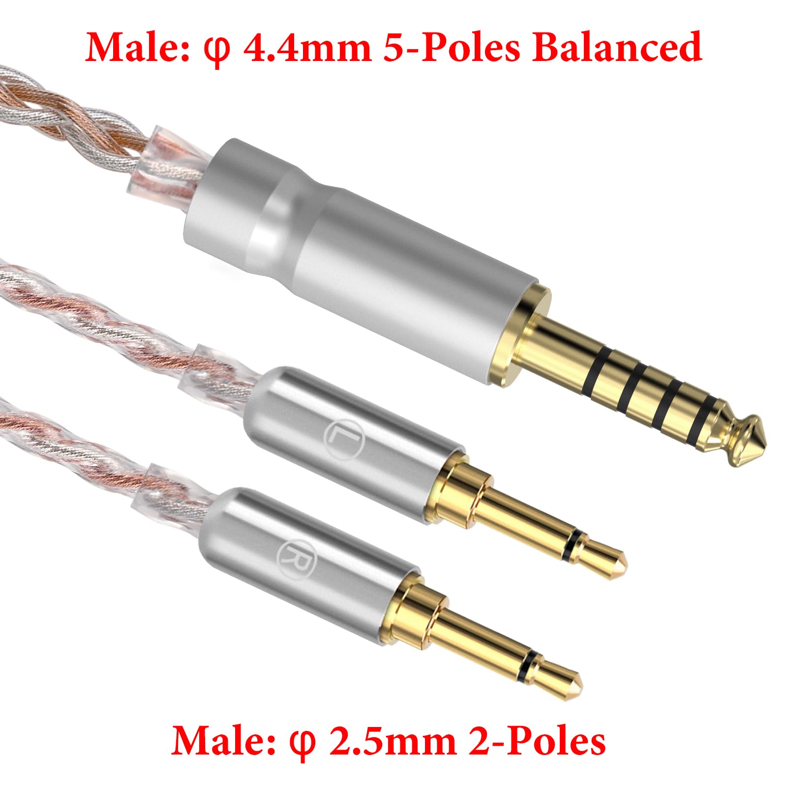 GEEKRIA Apollo 4,4mm Balanced Stecker auf Dual 2,5mm Stecker Upgrade-Kabel für HIFIMAN HE400S, HE-400i, HE560, HE350, HE1000 V2, 4-adrig 6NOCC Kupfer (4,9FT / 1,5M)