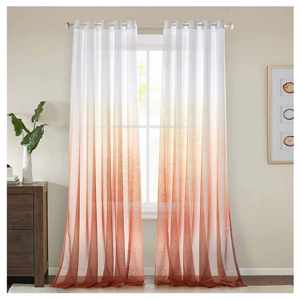 YOUCAI Gradient Voile Sheer Curtains Modern Net Sheer For Bedroom Living Room Window Treatment Curtain,Red,183x245cm