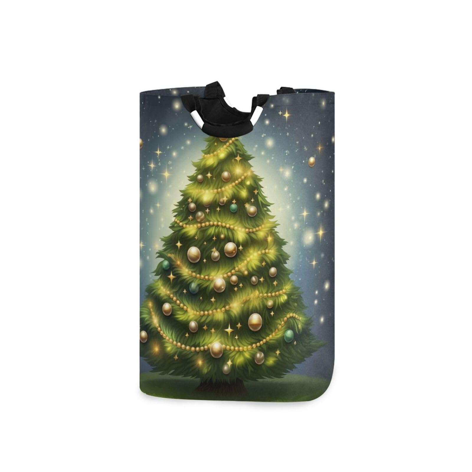 Jihqo Laundry Hamper Basket Christmas Tree Green Collapsible Nursery Storage Bin Waterproof Clothing Baskets for Home Bedroom Bathroom Washing Room