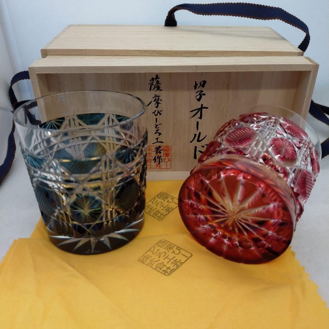 Amazon | 薩摩切子 最高級 薩摩びーどろ工芸 オールド ロックグラス 