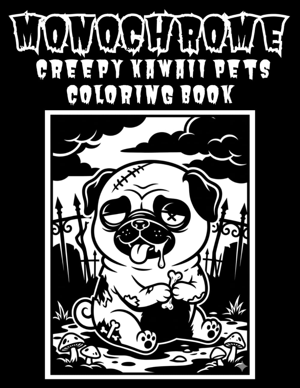 Monochrome Creepy Kawaii Pets Coloring Book: 40 Bold & Easy Monochrome Designs Featuring Cute Skeleton, Ghost, Zombie and Vampire Animals for Adults and Teens (Creepy Kawaii Monochrome)