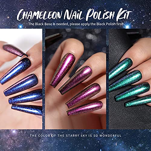 BORN PRETTY Chamäleon Nagellack Holographische Chamäleon-Pailletten Schwarze dunkle Orchidee Serie Nail Art Lacksets – Bild 3