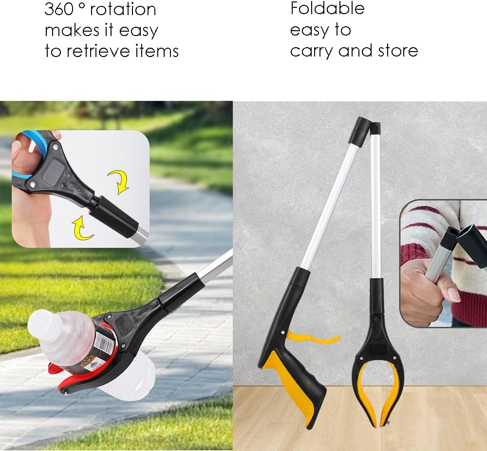 32" Trash Grabber Reacher Tool, Reach Grabbers for Seniors Heavy Duty, Elderly Assistance Products with Magnet Picker Upper, Gripper Pick up Sticks Hand Tools Gripper Pickup Mobility Aids (Orange)
