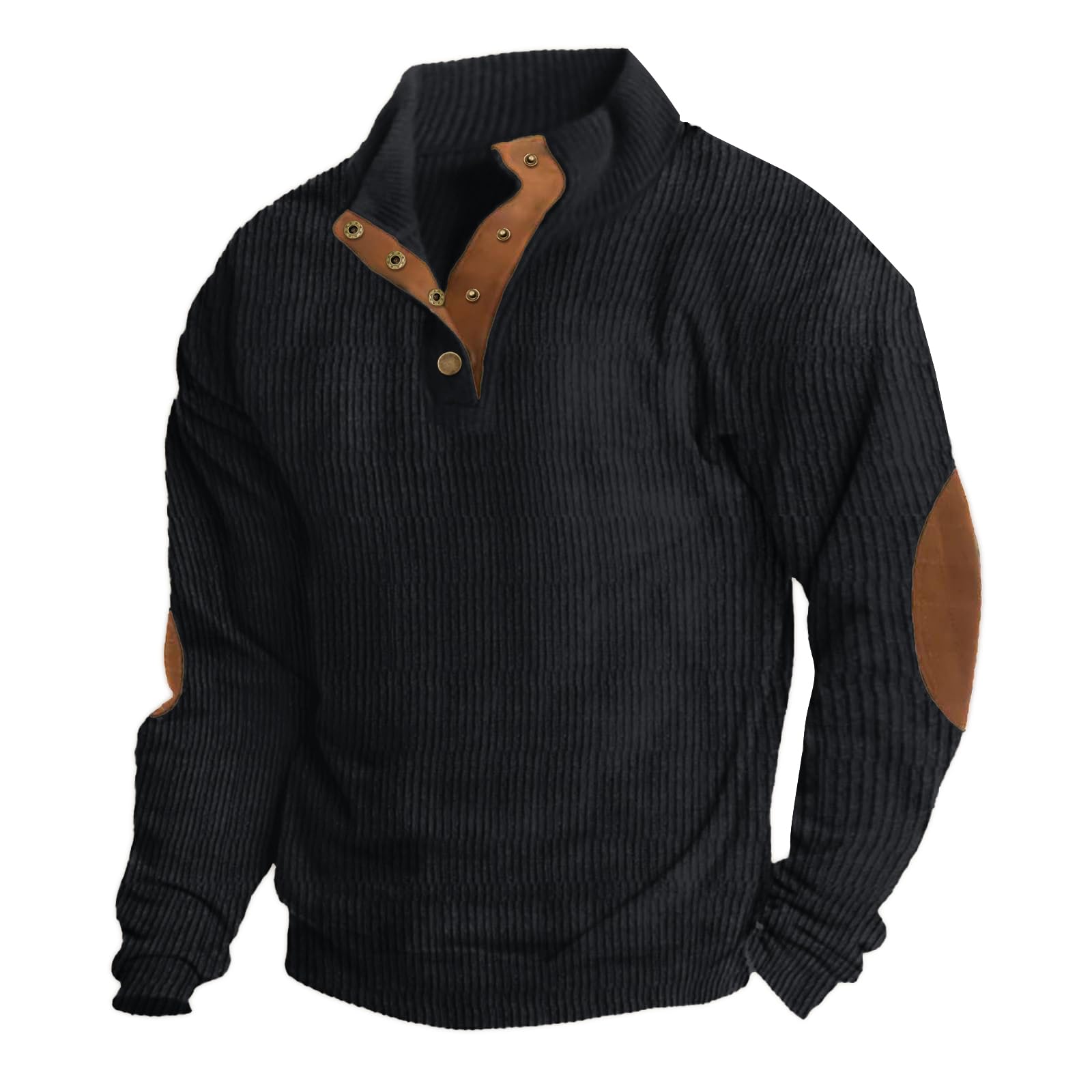 EndoraDore Heren Jacquard Sweatshirts Casual Lange Mouwen Trui met Knoppen en Opstaande Kraag, Grijs, L EndoraDore Heren Jacquard Sweatshirts Casual Lange Mouwen Trui met Knoppen en Opstaande Kraag, Grijs, L