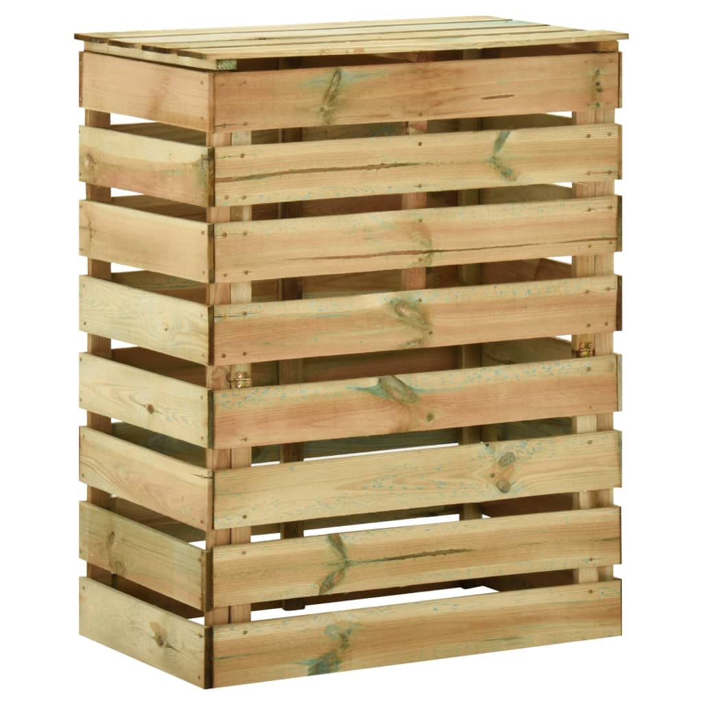 Impregnowany stelaż z drewna sosnowego, zestaw 4 szt., 80 x 50 x 100 cm, z otwartą pokrywą, do recyklingu odpadów ogrodowych, wentylacji odpornej na butwienie