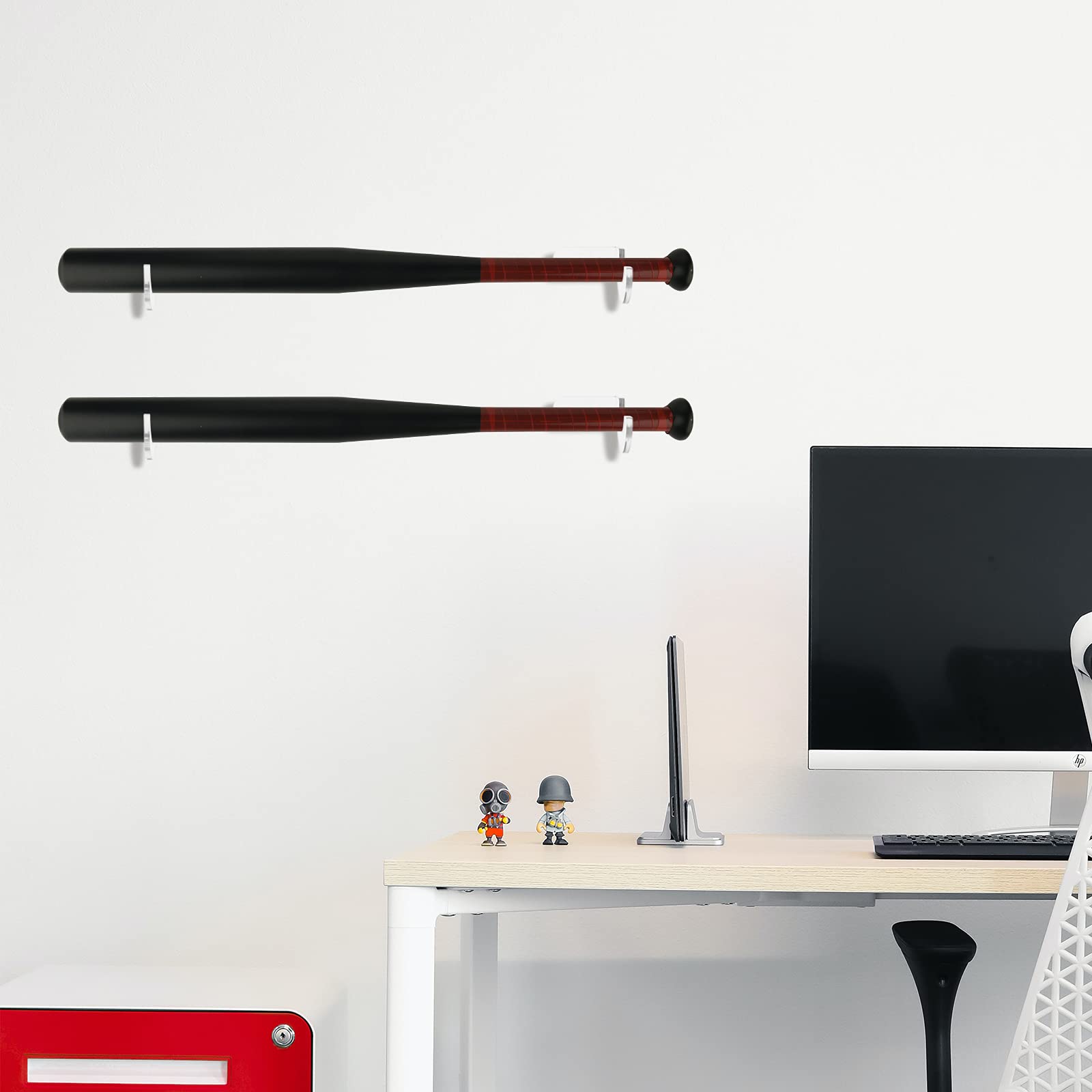 Support Mural Pramoon 2 Pièces – Pour Batte Et Balle De Baseball (noir)