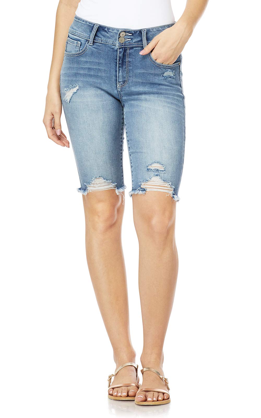 Wallflower Womens Juniors Flirty Curvy High Rise Bermuda Shorts