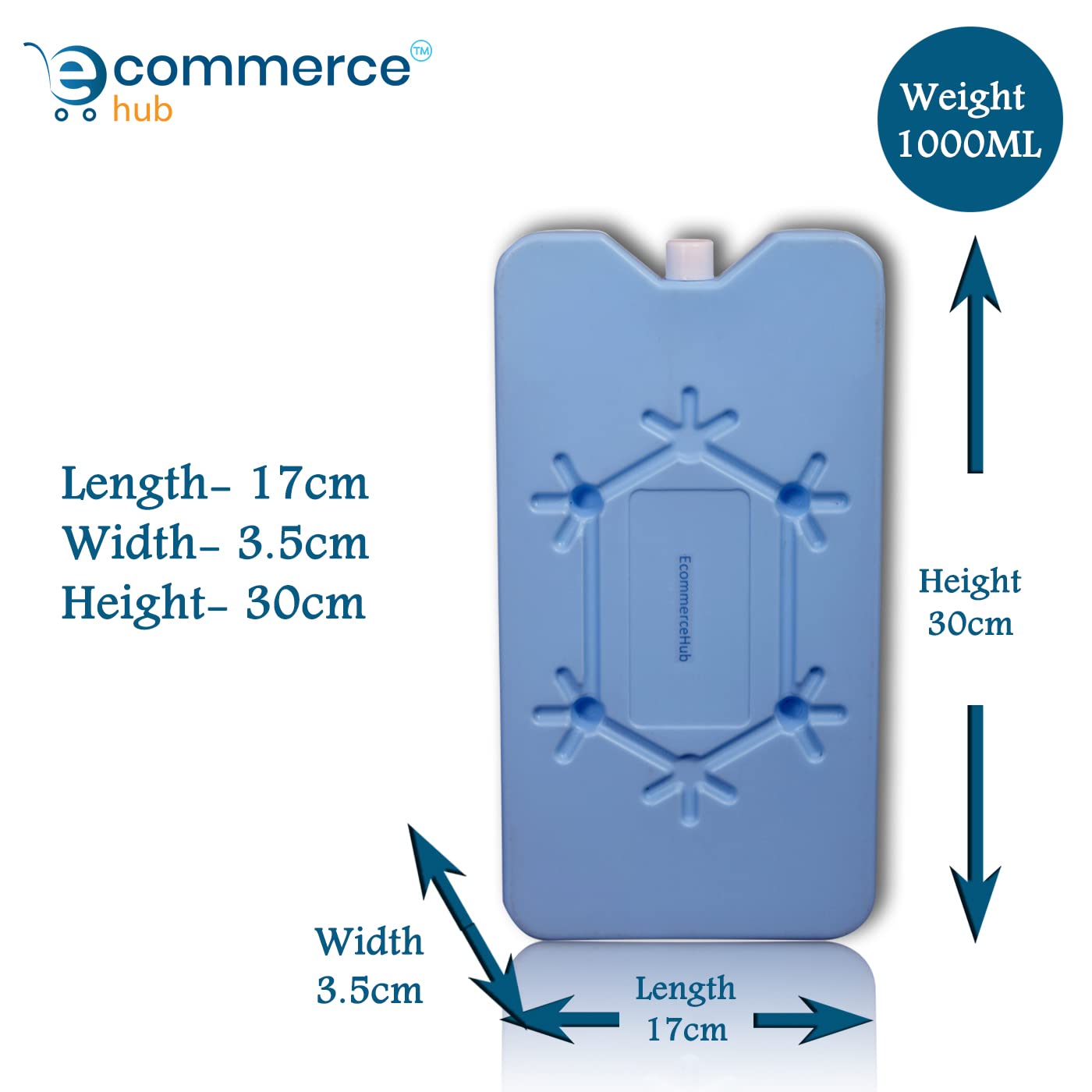 EcommerceHub® Ice Gel Pads Packs, Cold/Beverage Items Transport, Cold Item Carrier, Cooler Freezer Pack, Reusable & Long Lasting, Filled with Powerful Gel Ice Pad Ice Chest, Pack of 1, 1000ML 2