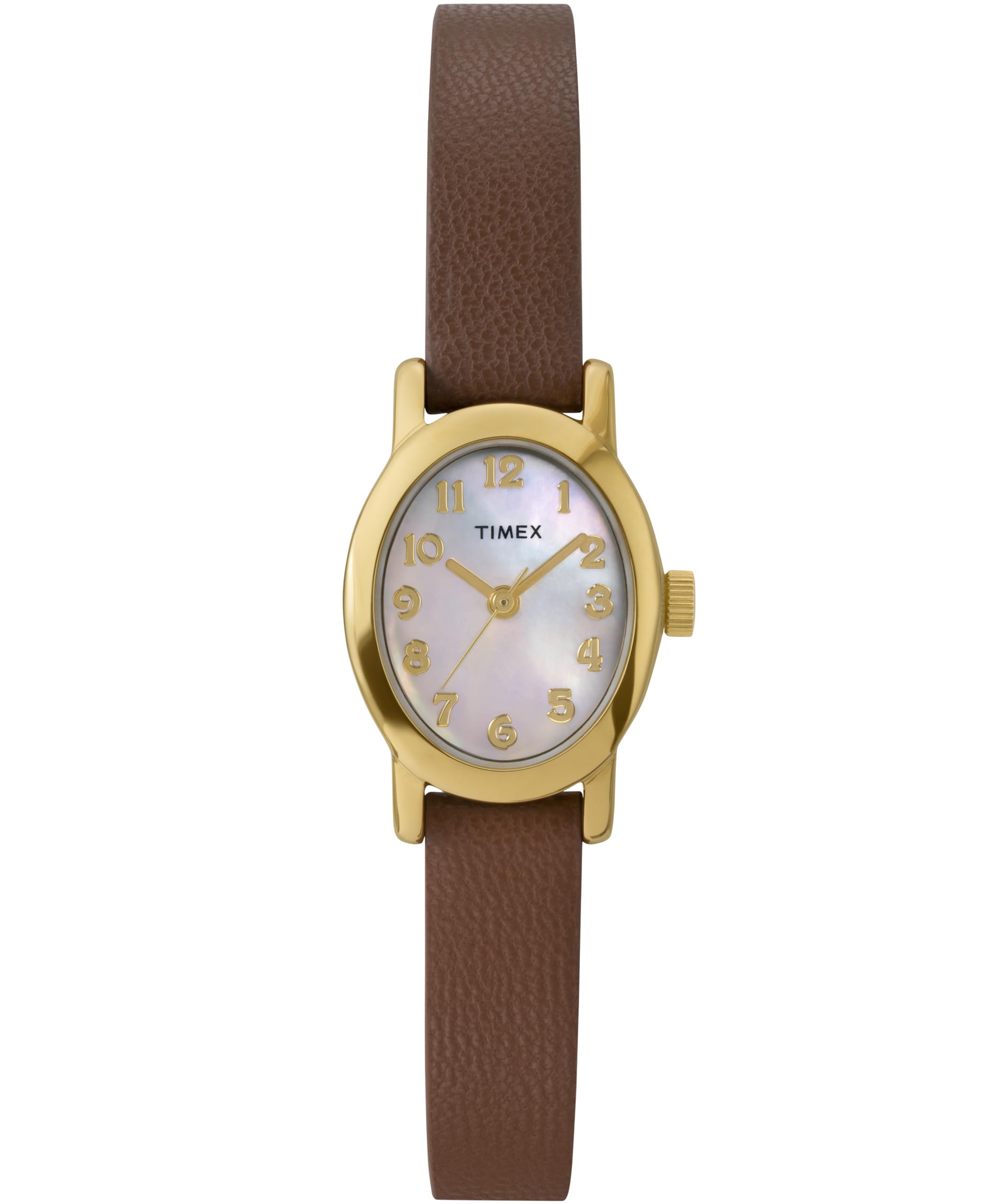 Timex Zegarek Damski Main Street 18 mm, Czarny Skórzany Pasek, Tarcza z Masy Perłowej, Złota Obudowa TW2W82600