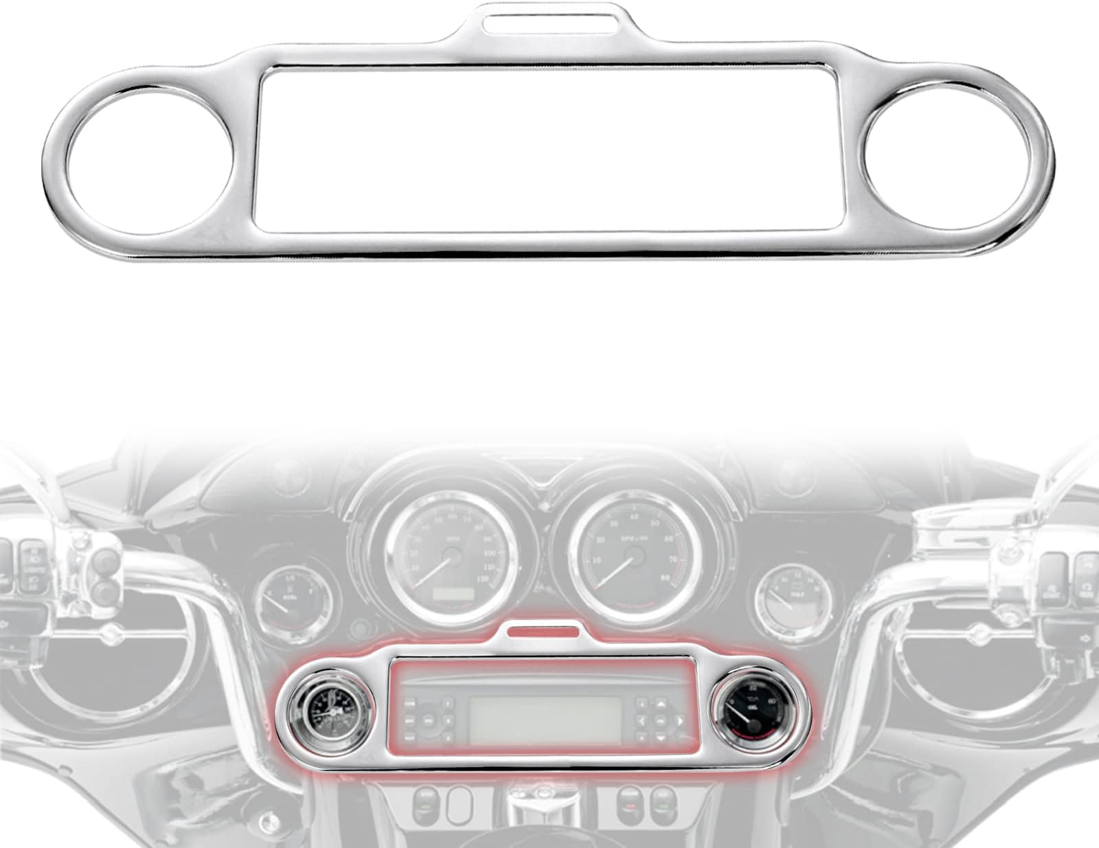 Chrome Stereo Accent Trim Loop Compatible with Harley Davidson Street Electra Glide Ultra Classic Touring 1986-2013