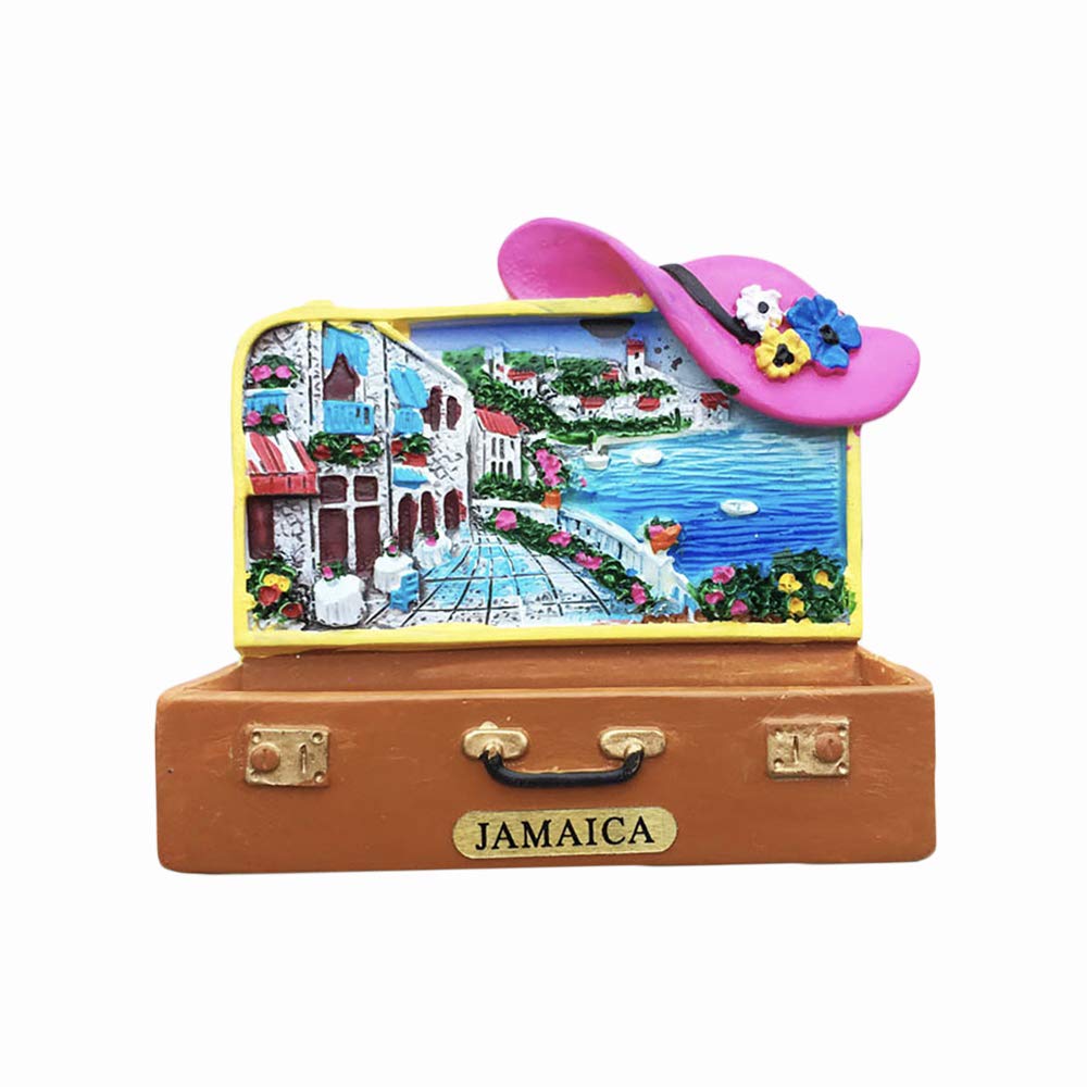 Wedarego Jamaica 3D Suitcase Refrigerator Magnet Resin Travel Souvenirs,Handmade Home & Kitchen Decoration Fridge Magnet Collection Gift