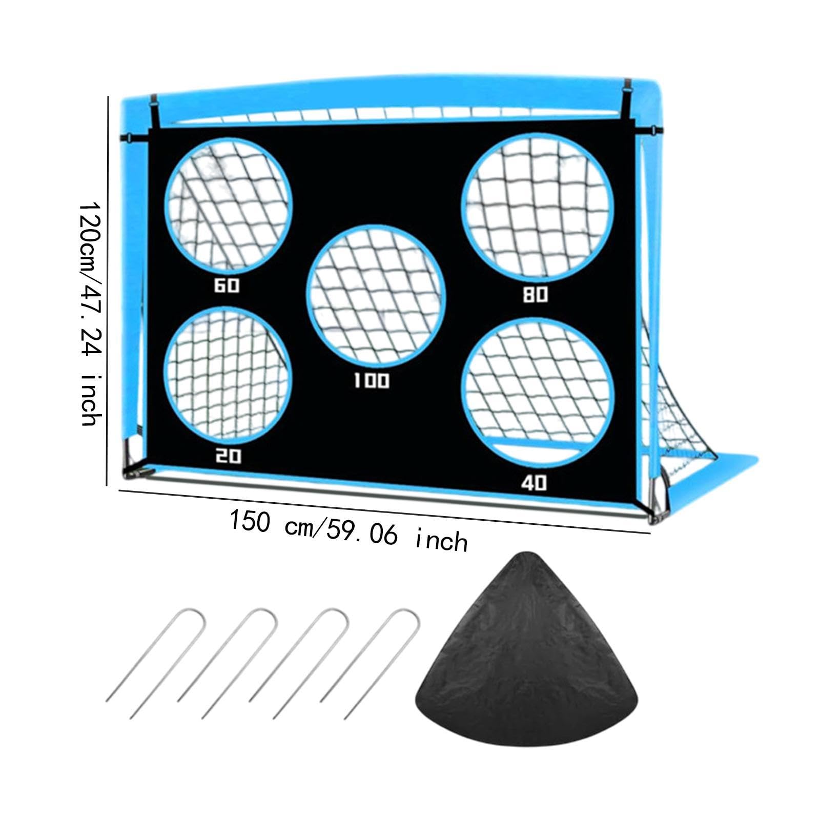 rockible Soccer Goal for Backyard Football Gate Compact Practice with Storage Bag Football Goal Soccer Net for Park Playground Garden, Blue 150cm Length