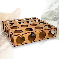 Brinquedo Labirinto Com Bolinhas e Guizo Para Gatos Em Mdf