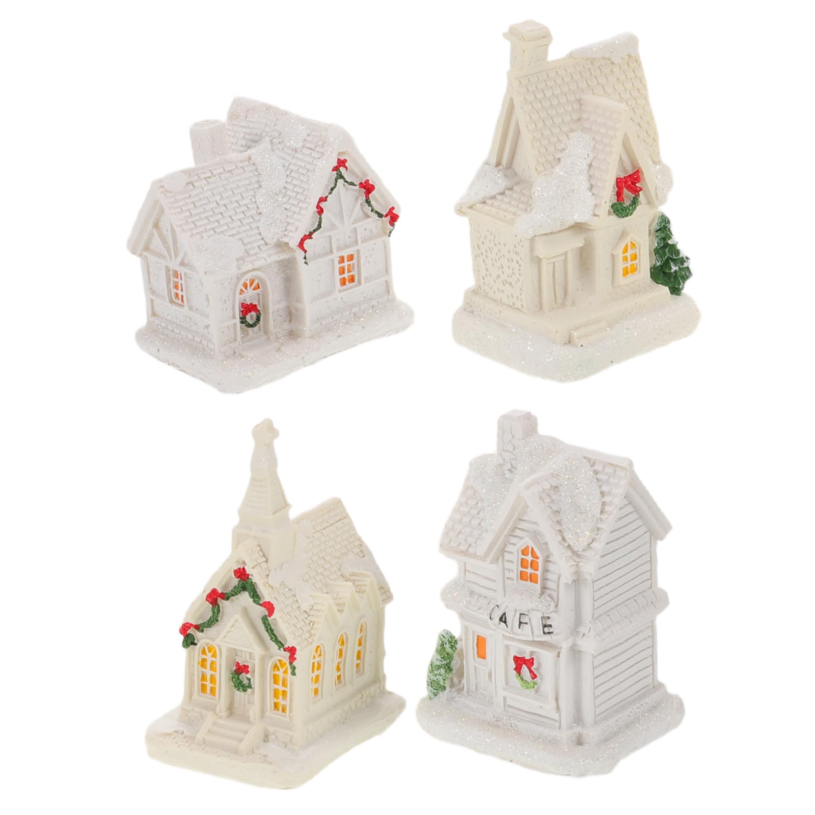 Casas miniatura navideñas con luces LED para crear un micro paisaje festivo único