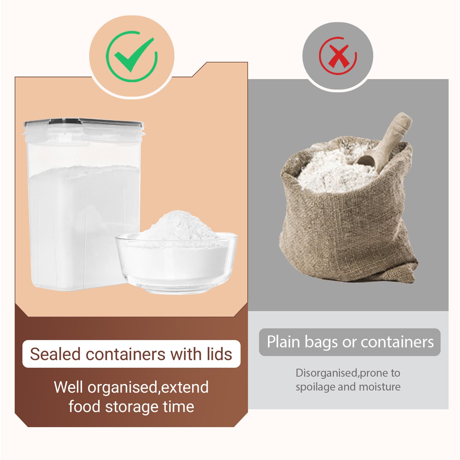 8 Barattoli Cucina - Contenitori Ermetici per Alimenti - Contenitori per Alimenti, 14L, BPA-Free, Resistenti a Umidità e Tarme, con Pennarello ed Etichette, Ideali per Cereali, Farina, Muesli, ecc