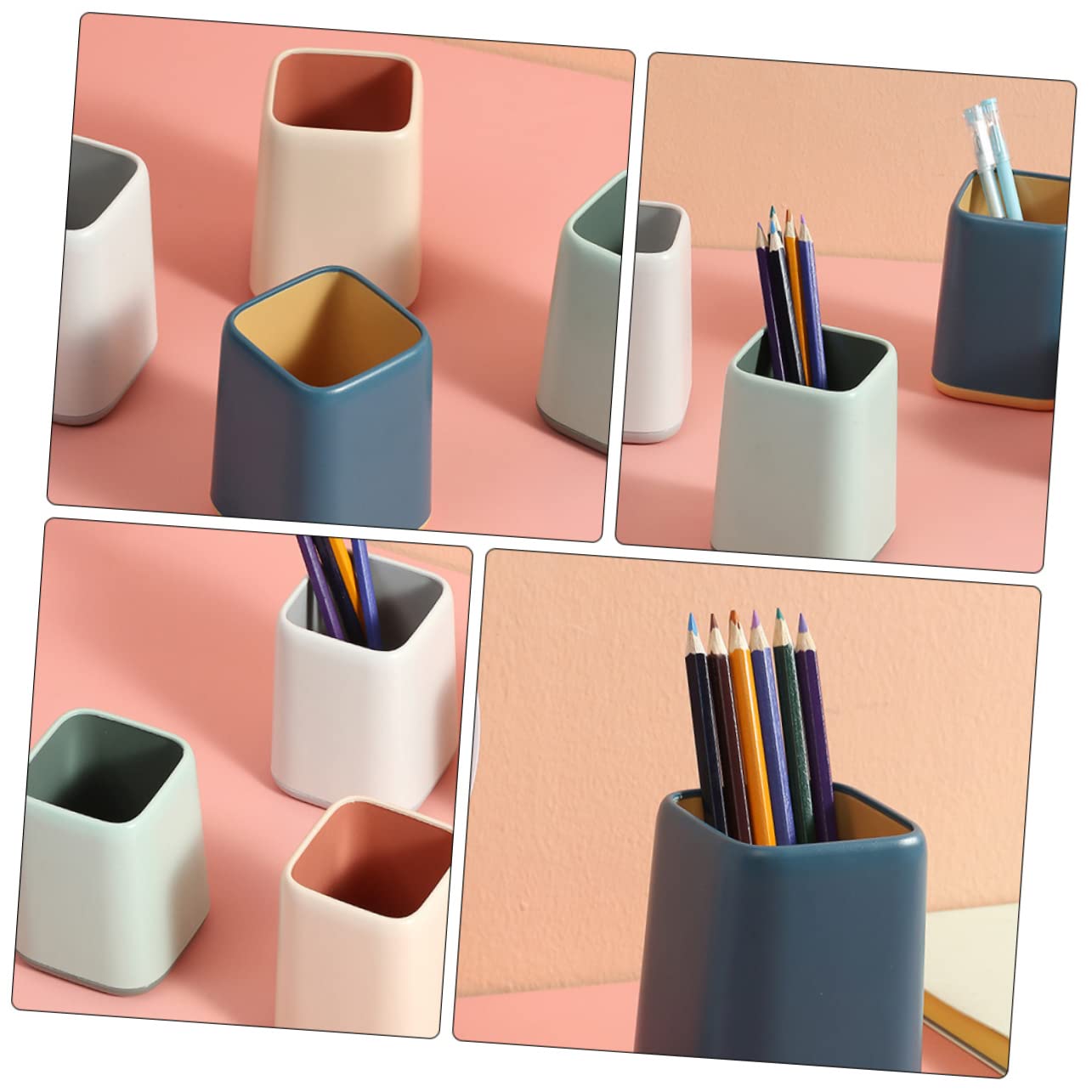 Portapenne Decorativo Multifunzione in Plastica, Contenitore per Penna e Cosmetici per Scrivania, Scatola di Stoccaggio Semplice ed Elegante