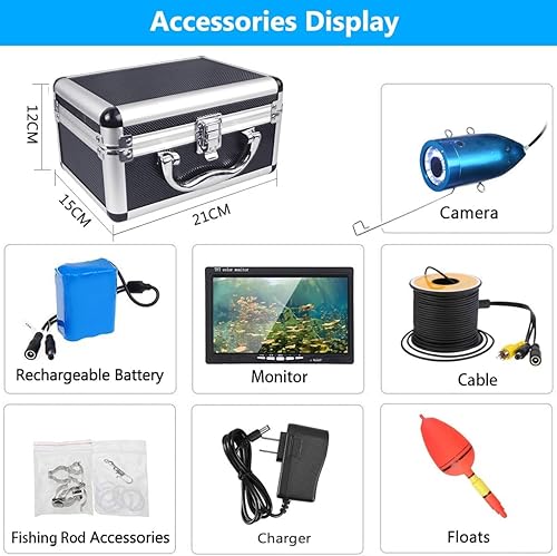 Miniatura 7 de anysun - Cámara de pesca subacuática profesional para pesca en hielo con monitor TFT LCD HD de 7 pulgadas a color 700TVL, CCD 15M longitud de cable