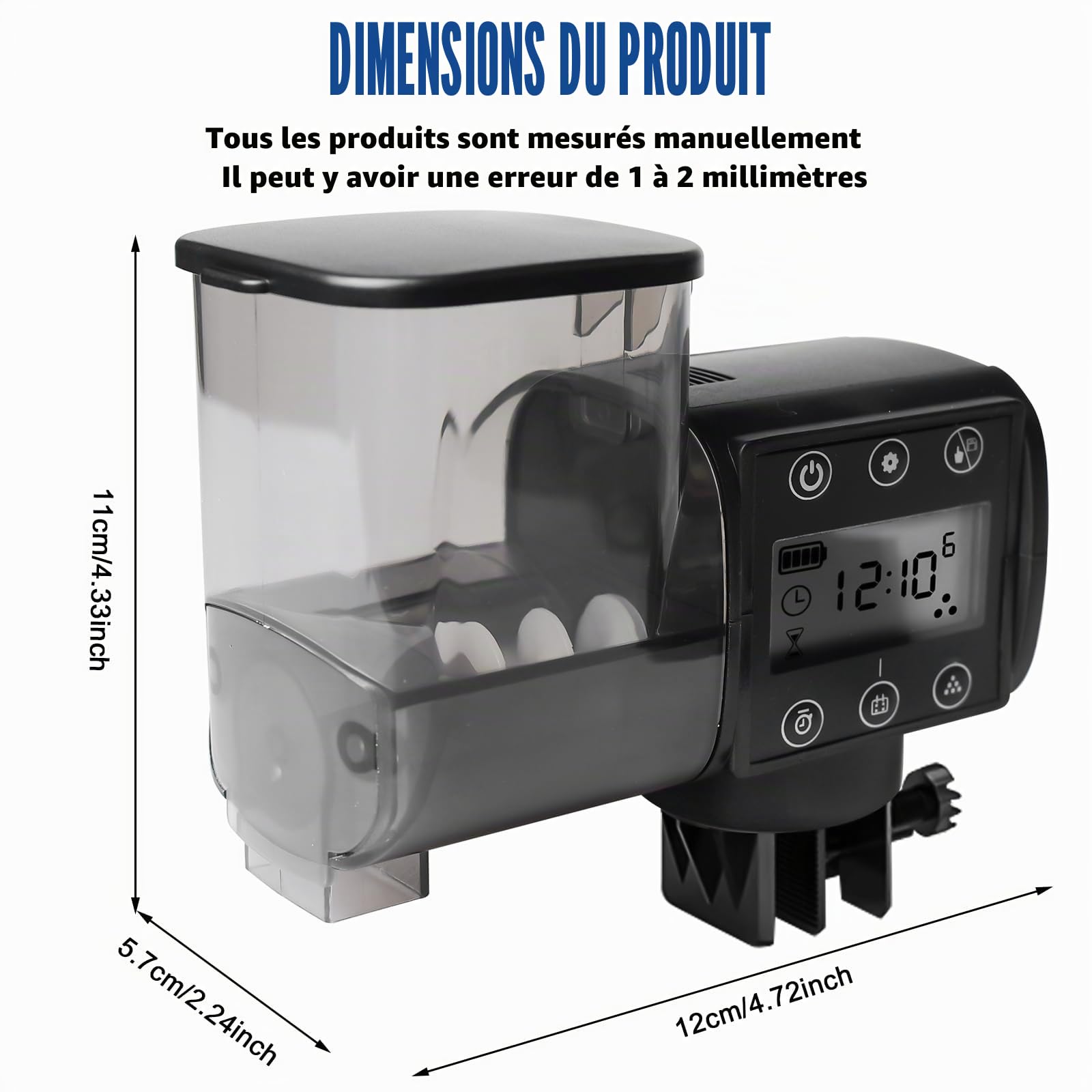 Chargeur automatique pour aquarium, 250 ml, distributeur automatique de nourriture d'aquarium, alimentation par batterie, mangeoire de poisson avec nourriture de poisson de vacances