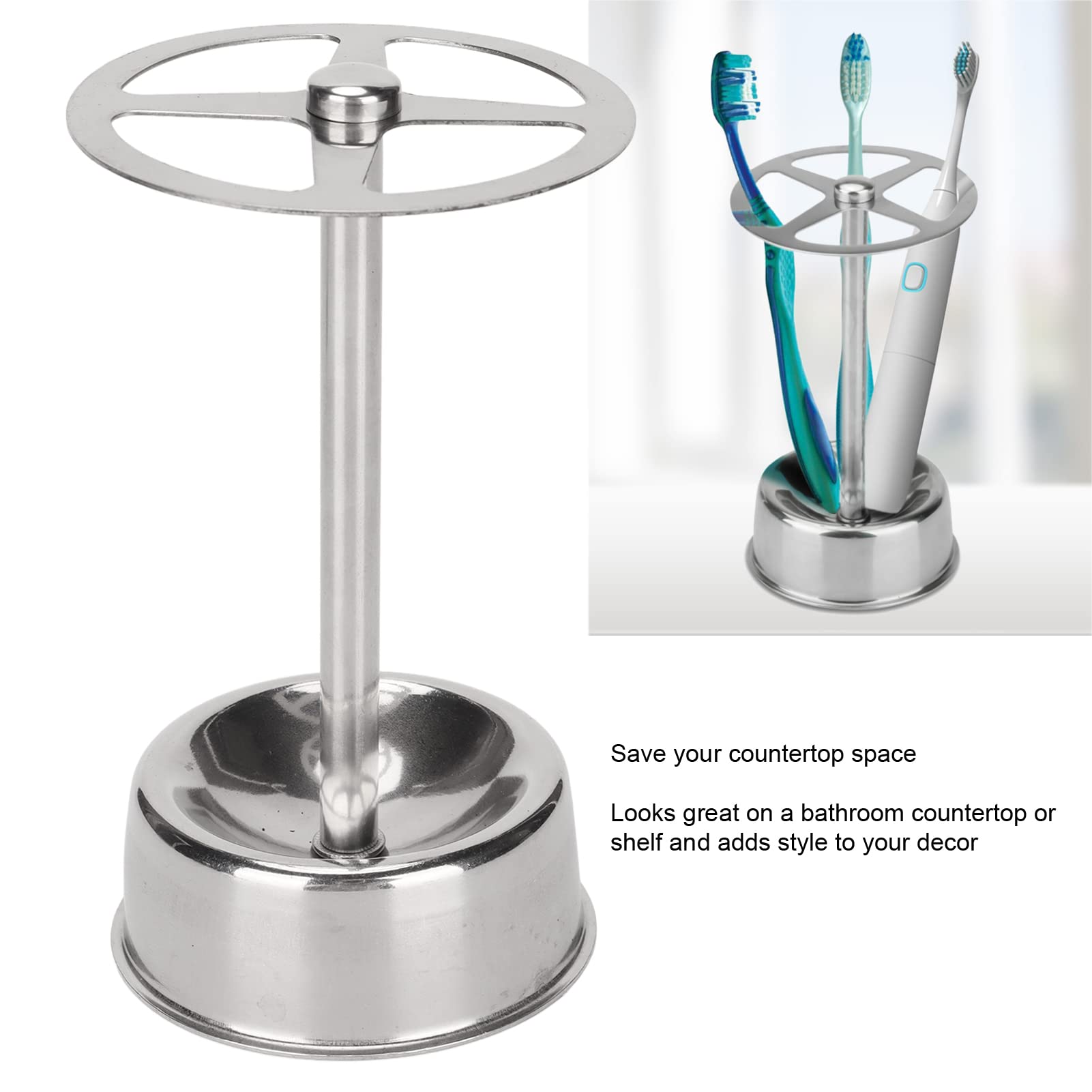 4-Slot Toothbrush Holder – Stainless Steel Countertop Organizer For Bathroom Vanity