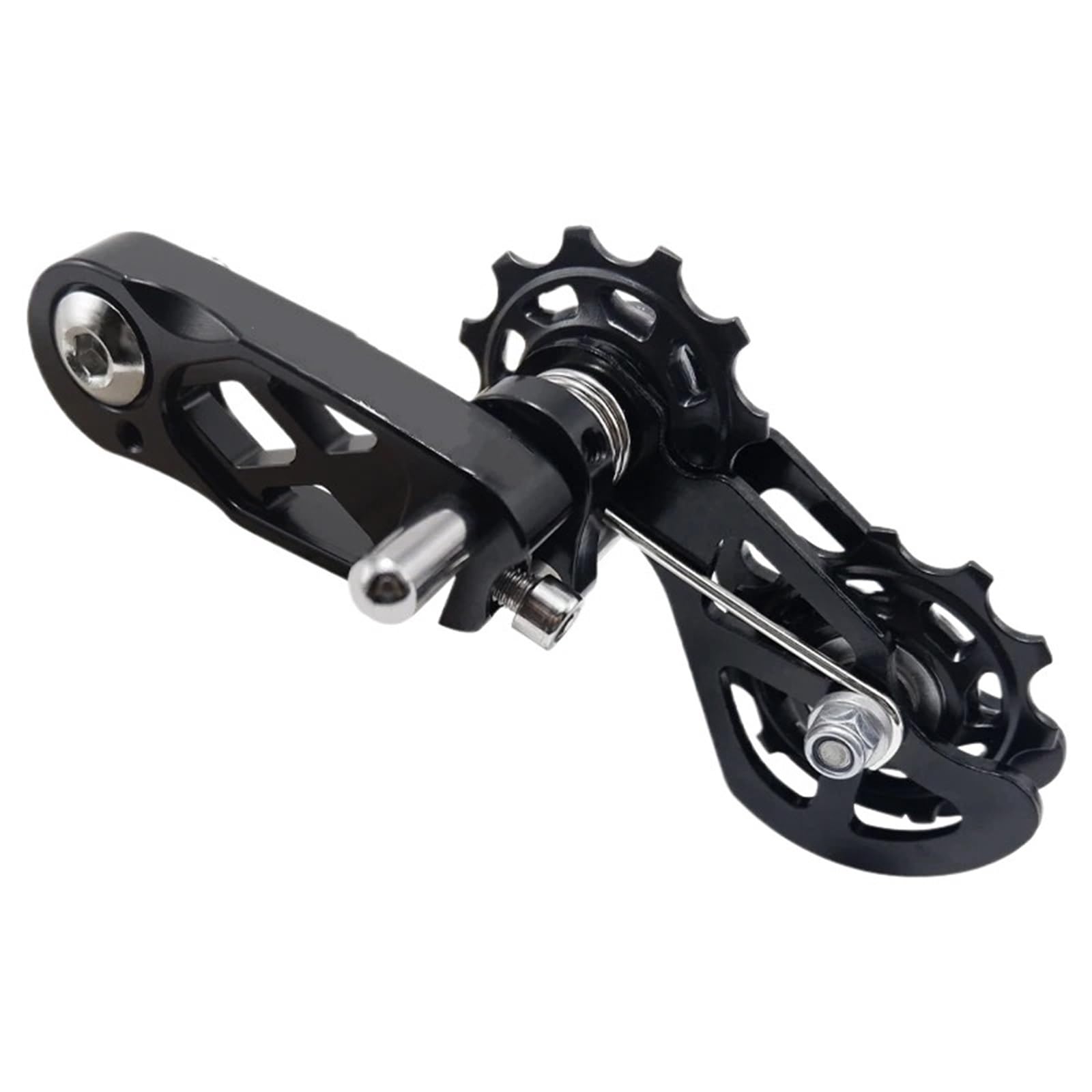 Pasuje do HOGER MTB Dirt Jump jednobiegowy napinacz łańcucha roweru górskiego prowadnica koła pasowego obróbki napinacz łańcucha stałego biegu(Black)