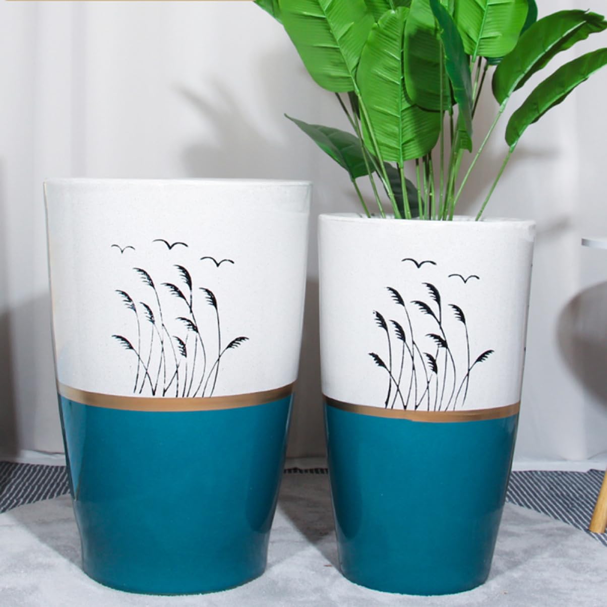 Amazon.co.jp: [ADSNS] 観葉植物ポット 陶器製 植木鉢 円形 シンプル L 