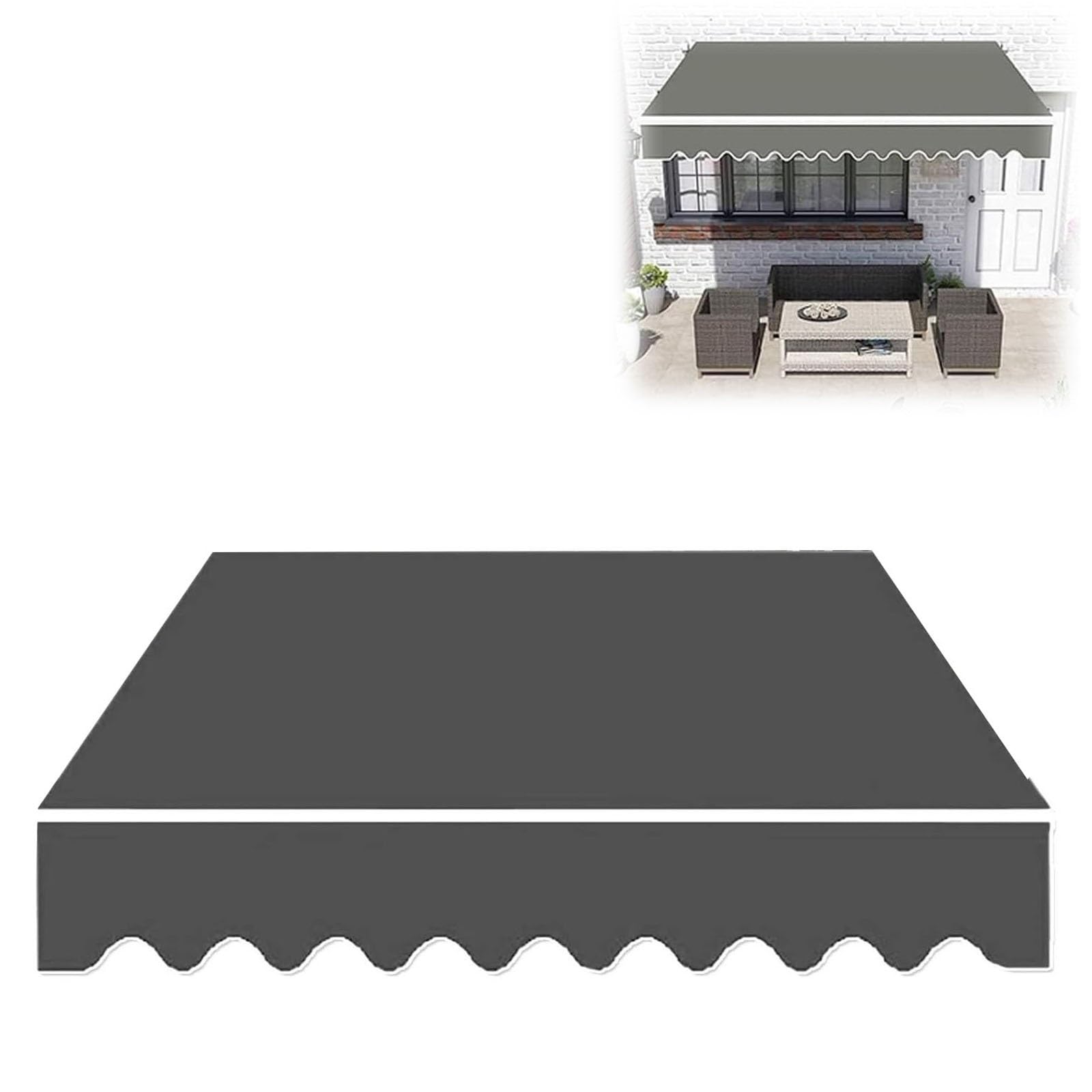 Toldo retráctil manual gris de 6x6x3m para lona de repuesto en jardín