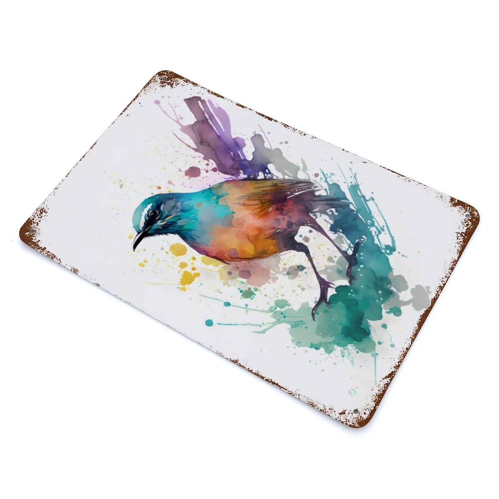 Rust Effect Birds Rusty Metal Tin Sign 11.8"x7.9", Old School Wall Decor for Pub, Kitchen And Man Cave Decor