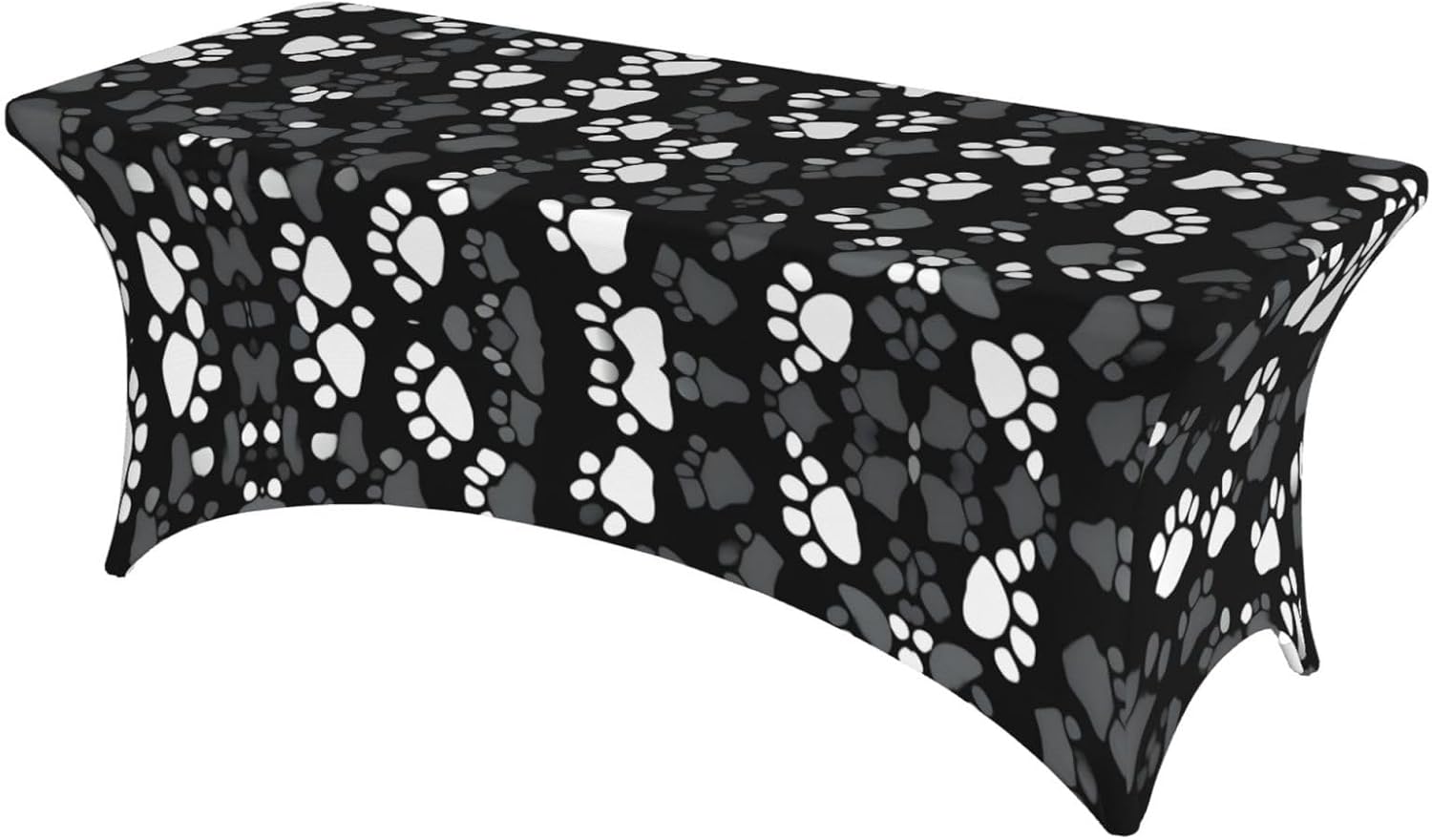 Black and White Paw Print Print Table Cover Rectangular Tablecloth for 6-Foot Tables for Wedding Banquets Outdoor