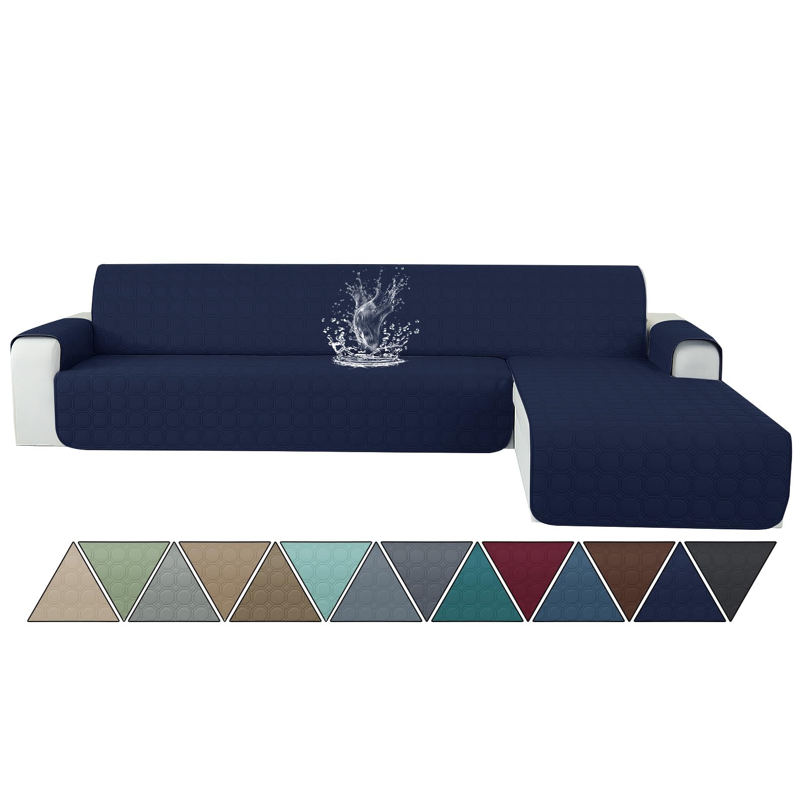 Ystyle Copridivano Impermeabile con Penisola 2 Posti (L 210 CM), Copri Divano Angolare Destra/Sinistra Universale Reversibile, Copridivani Chaise longue Antigraffio Antimacchia, Blu Scuro