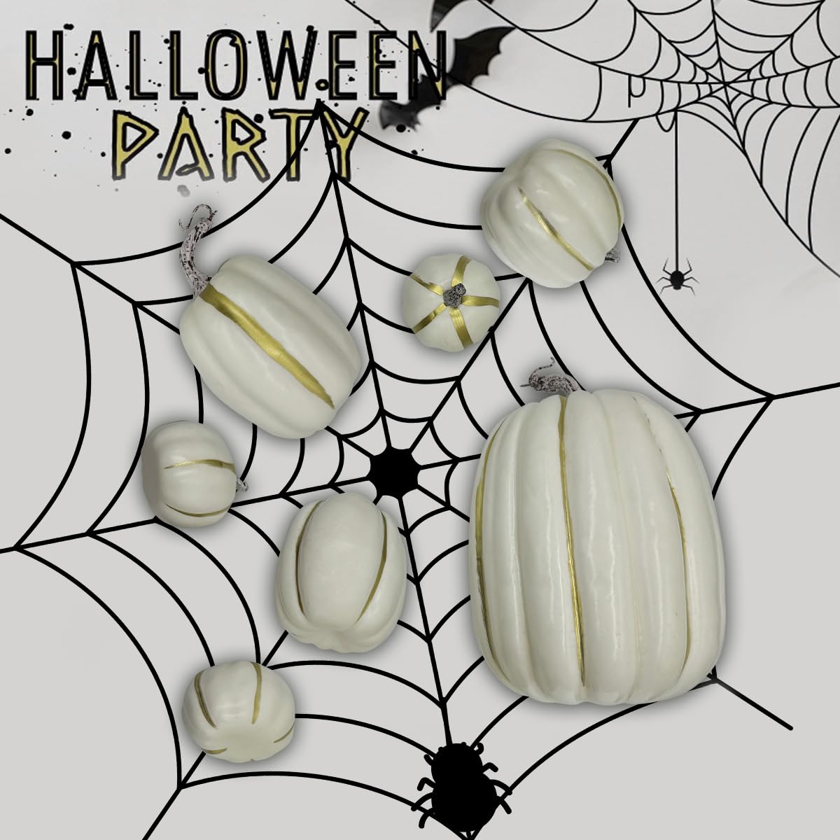 DOJoykey 7pcs Artificial Pumpkins, Large Size White Pumpkin for Thanksgiving Fall Harvest Halloween Decoration - Image 4