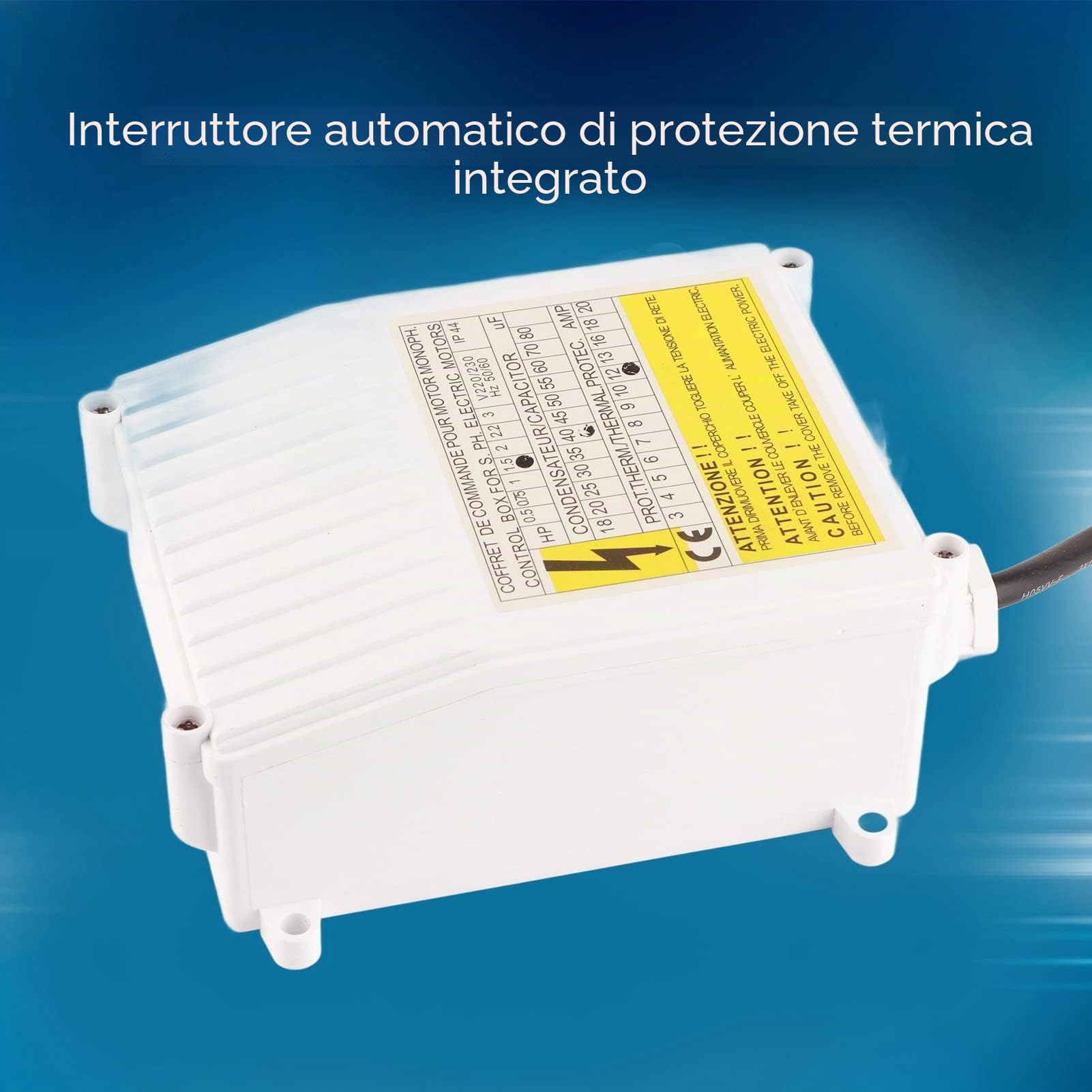 Scatola di Controllo della Pompa per Pozzi Profondi, Scatola di Controllo Esterna della Pompa Sommergibile Controller Interruttore Automatico di Protezione Termica (1100 W Spina