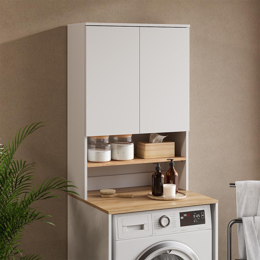 Vicco Armario para Lavadora Viktor, Blanco/Artesano, 68 x 100.4 cm