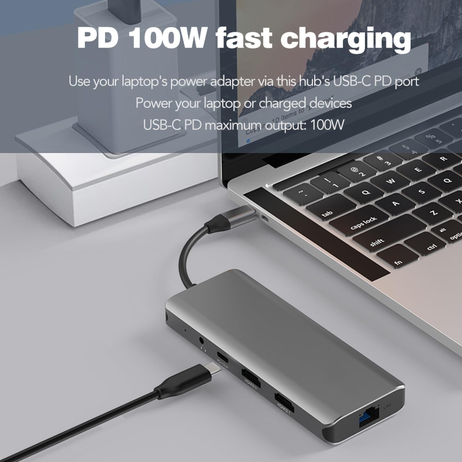 10 in 1 USB-C Dockingstation mit Dual 8K HDMI, 5Gbps USB 3.0, 100W PD Laden, Gigabit Ethernet, SD/TF Kartenleser, Audio, Kompatibel mit Windows/macOS/Linux