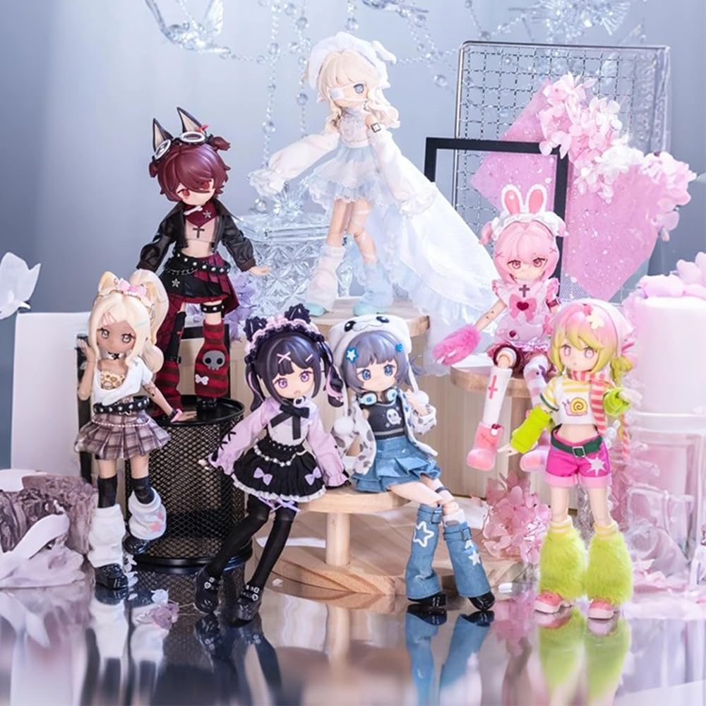 niannyyhouse BJD Geheimbox Figuren, elektronische Haustierserie, 1/12 Skala, Ball gemeinsame Puppe, Sammlerstück Actionfigur (6 Stk)
