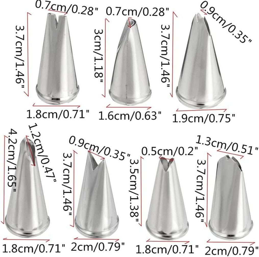 7Pcs Multi Purpose 304 Stainless Steel Silver Pastry Nozzle Leaf Shape Cakes Decoration Set Cookies Supplies Kitchen Gadgets