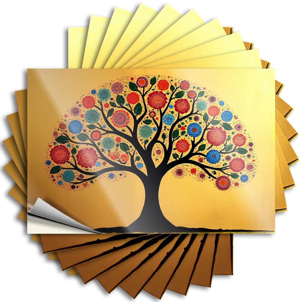 Fzfn Men's Colour A Vibrant, Colorful Tree With Intricate Patterns On Its Branches. Core Office Accessories For - Decals Water Removable Vinyl Decal(12X18cm)
