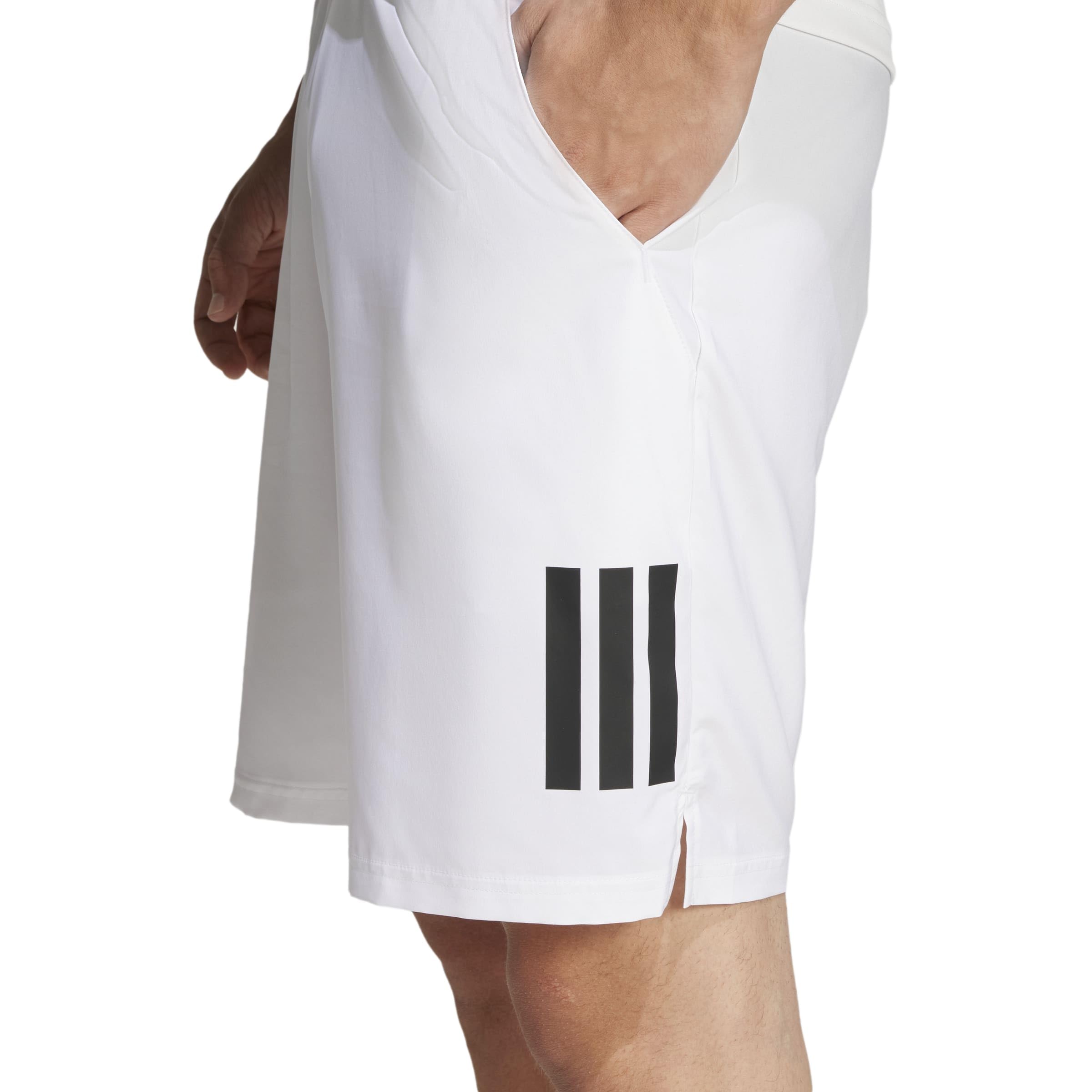 adidas Uomo Club Tennis Climacool 3-Stripes Shorts, White, XL 7 inch