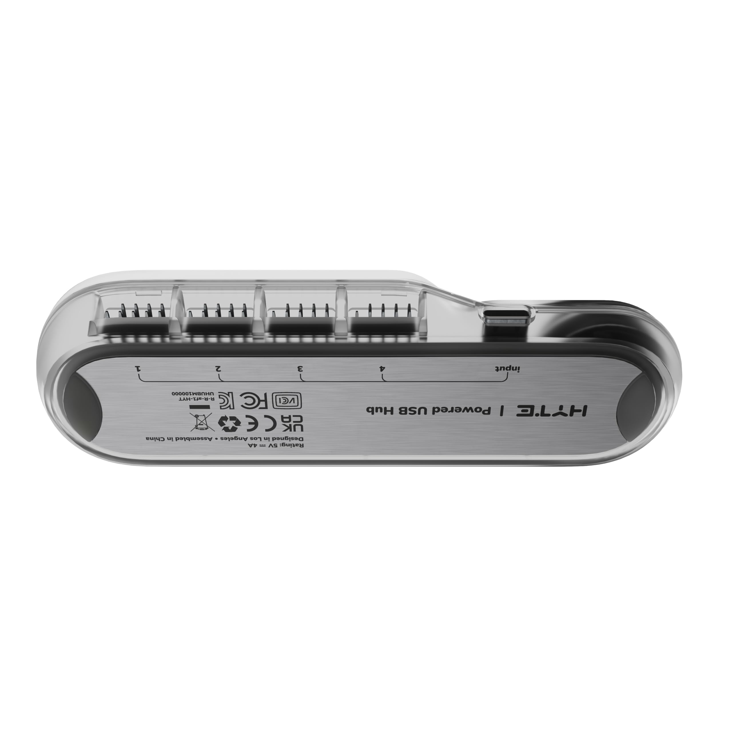 Hyte Hub USB interno alimentato - 4 intestazioni di uscita USB 2.0, estensione USB della scheda madre USB a 9 pin, magneti extra forti e nastro adesivo incluso, moderna estensione interna - cristallo