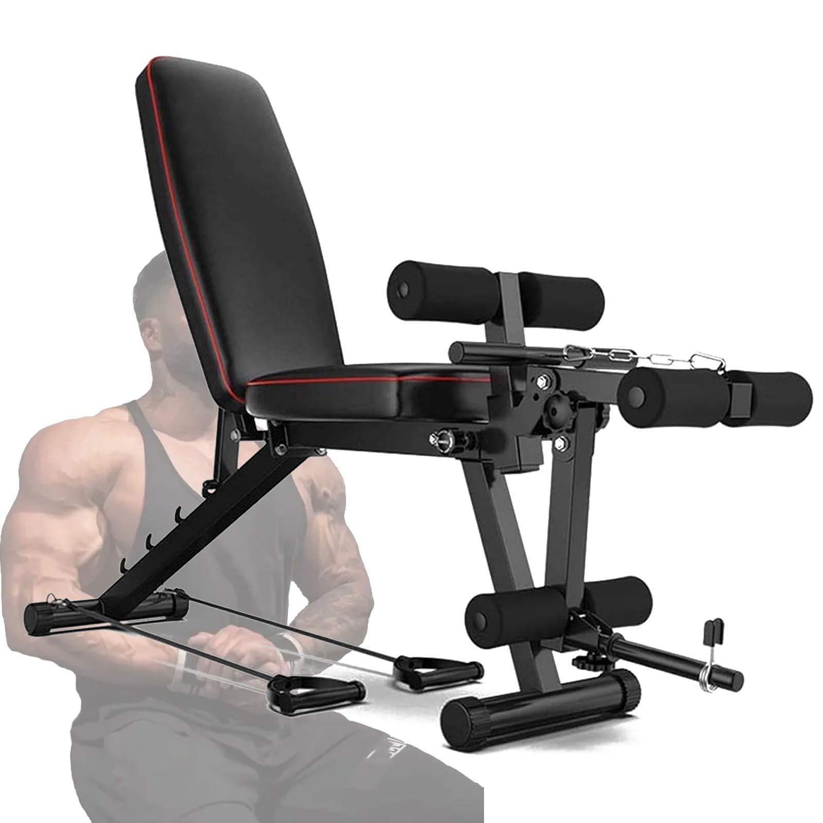 Panca Piana Regolabile Con Supporto Esteso Per La Testa E La Colonna Vertebrale, Schienale Regolabile in 5 Livelli,Panca Pesi Pieghevole Da 230KG Black,162cm