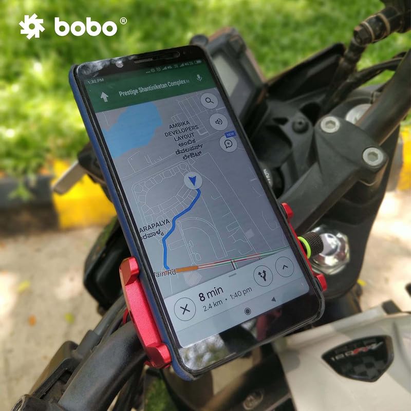 Image of BOBO BM3 Aluminium Waterproof Bike /Motorcycle /Scooter Mobile Phone Holder Mount, Ideal for Maps and GPS Navigation (Red)