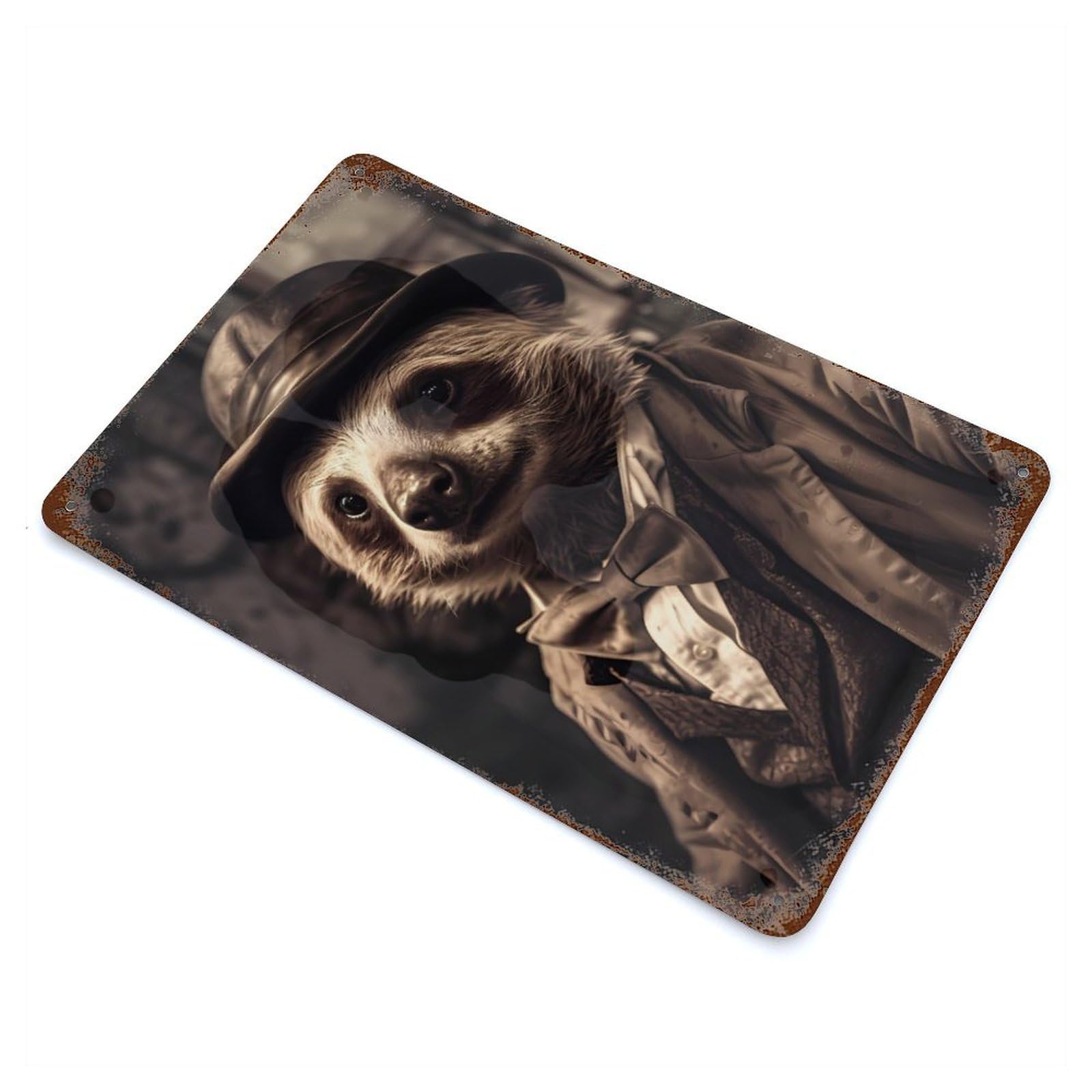 Sloth Vintage Rusty Metal Tin Sign 11.8"x7.9", Ideal for Pub, Kitchen And Man Cave Decor