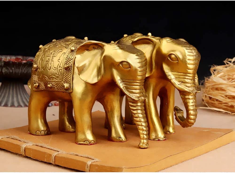 Amazon.co.jp: 象の像のペアは、中国の純粋な真鍮の置物を自宅や