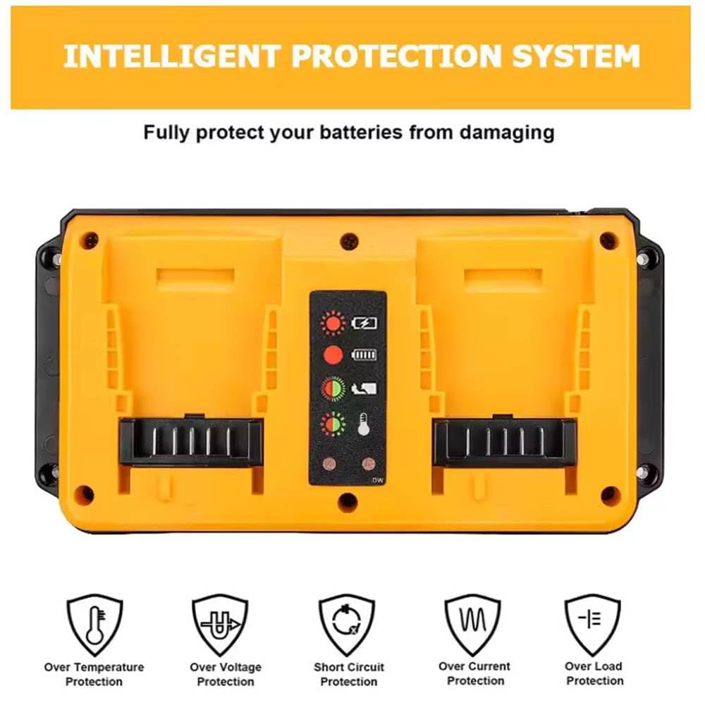 Cargador de batería de doble puerto de 20 V máximo de repuesto para Dewalt, compatible con baterías Dewalt de 12 V-20 V, cargador de 2 puertos de carga rápida para herramienta eléctrica (2 puertos)