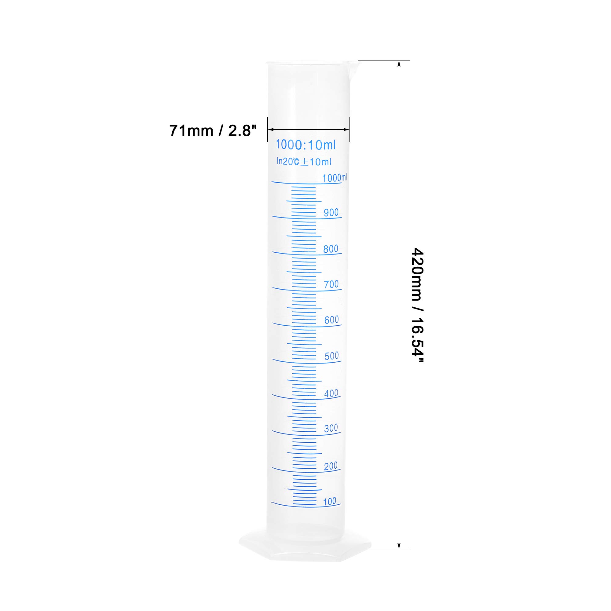 sourcing map Plástico Graduado Cilindro 1000ml Medición Cilindro