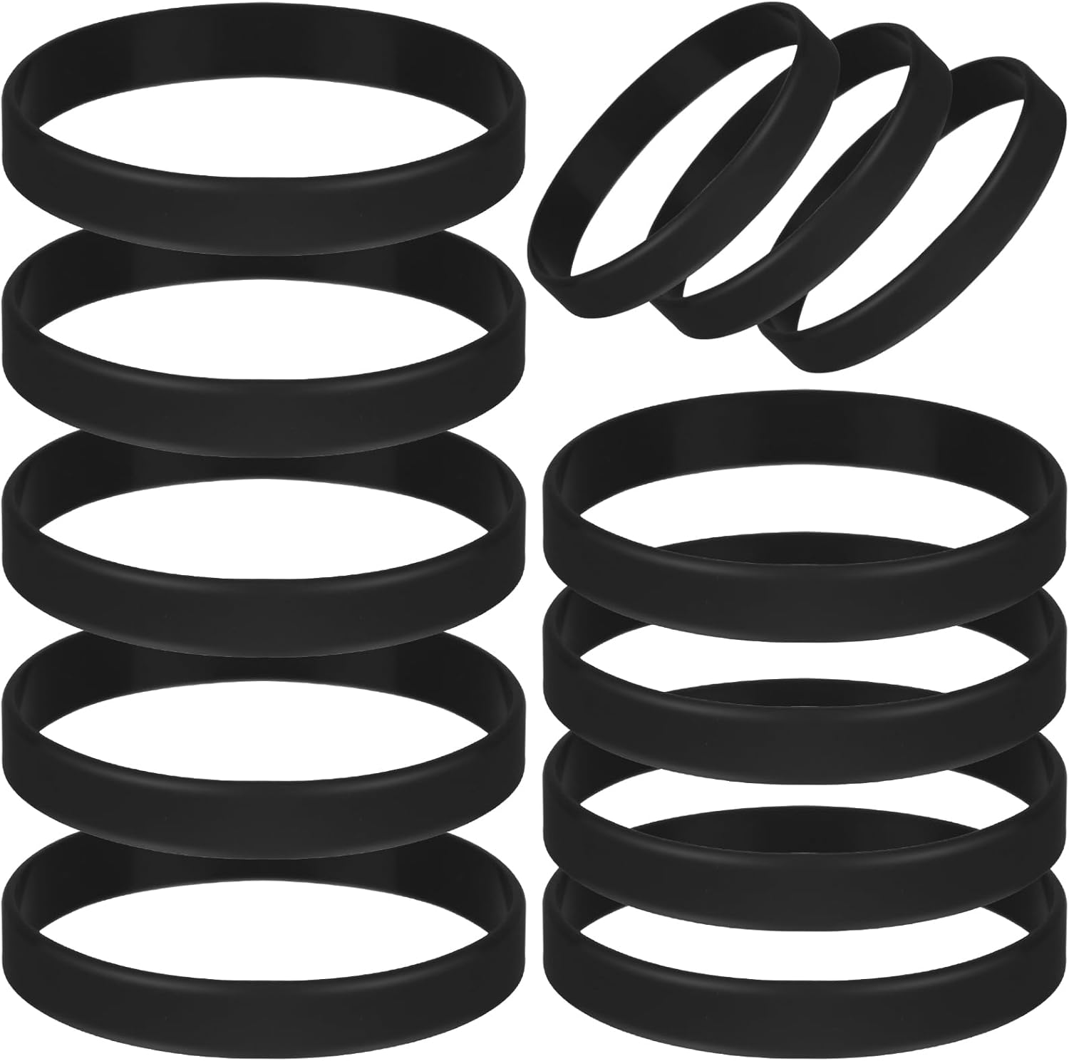 12 Pcs Rubber Bracelets Silicone Wristbands 12 Colors/Black/Green/Yellow/Orange/Blue/Purple/Red/Pink, Sport Elastic Silicone Bands