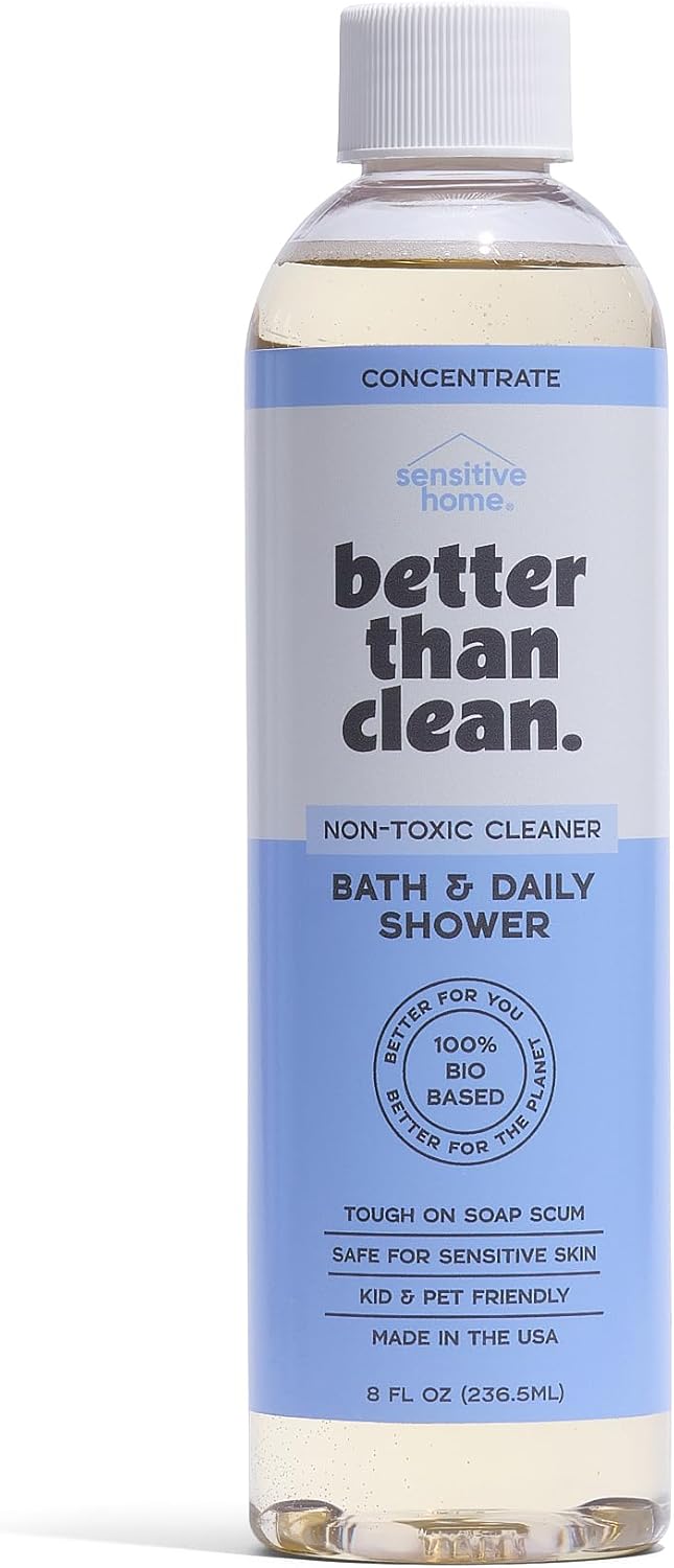 Better Than Clean™ Bath and Shower Cleaner Starter Pack – Fragrance Free, Plant-Based, Non-Toxic, Bathroom Cleaner with 8oz Concentrate & 16oz Empty Refillable Spray Bottle