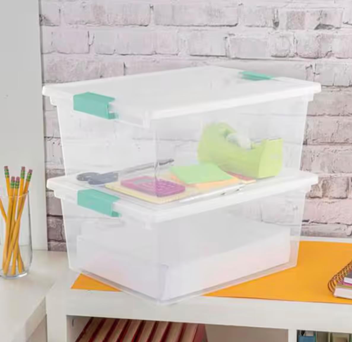 11.5 Quart Clear Plastic Storage Container Tote with Latching Lid (8 Pack) UK17479