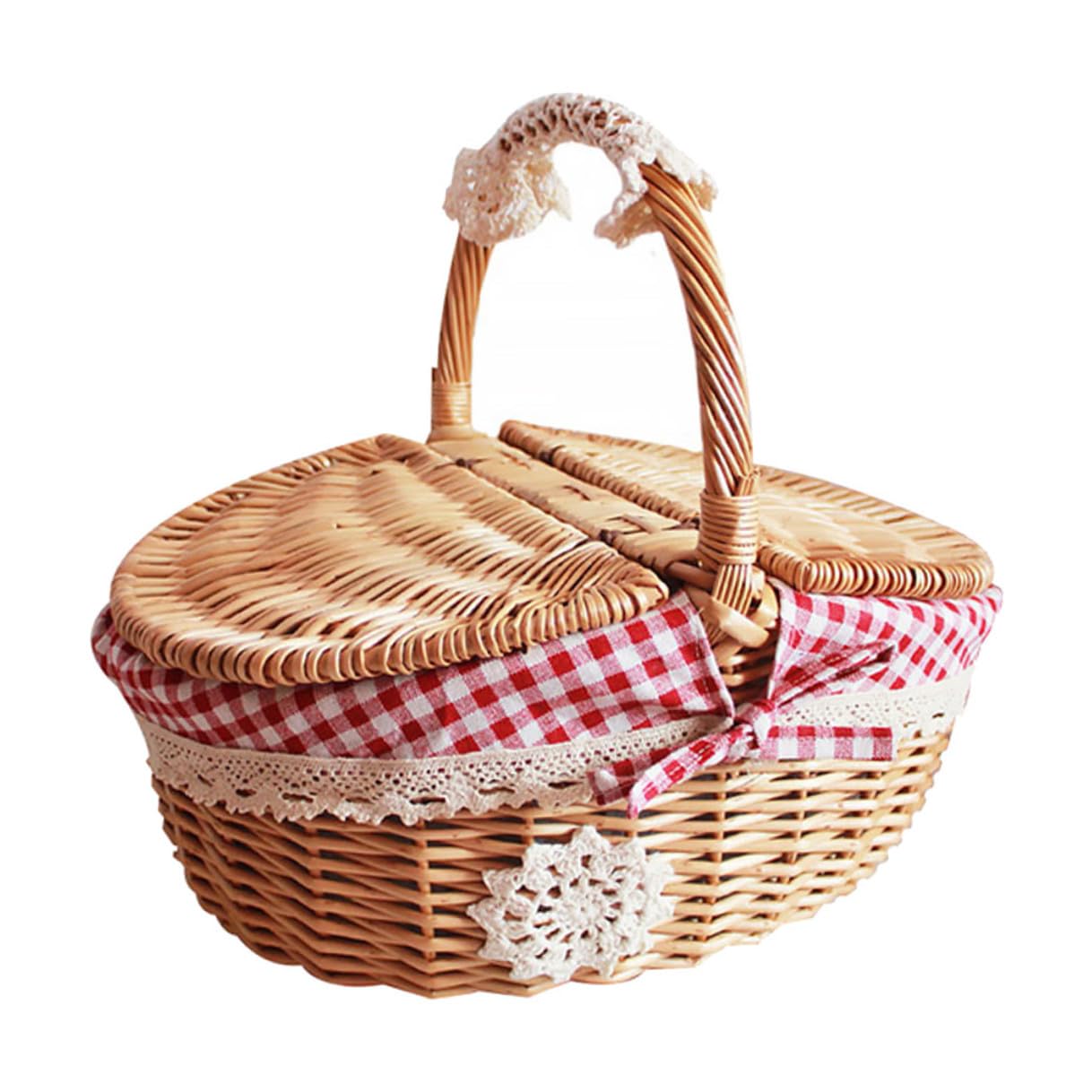 Panier de pique-nique en osier doublure rouge ravivez les souvenirs d'enfance